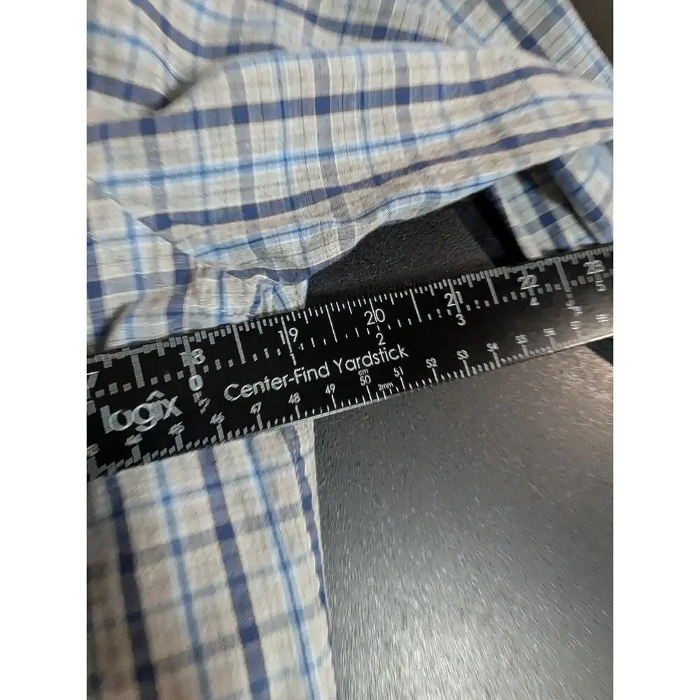 Banana Republic Men's Small Plaid Non Iron Tailored Dress Shirt Slim 100% Cotton